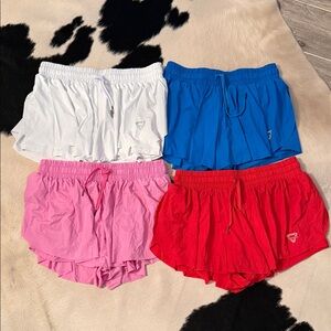 Women’s Athletic Running Shorts - White, Blue, Pink, Red